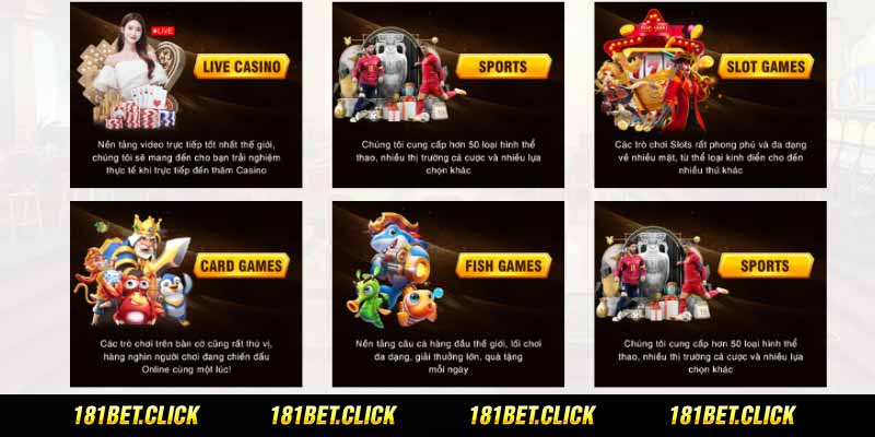 Giới thiệu 181BET đa dạng trò chơi